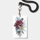 Rote Rose Lilien Blumen Namensschild Ausweis (Vorderseite mit Lanyard)