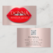 Rote Rose Lippt QR-Code-Logo Makeup Artist Visitenkarte (Vorne/Hinten)