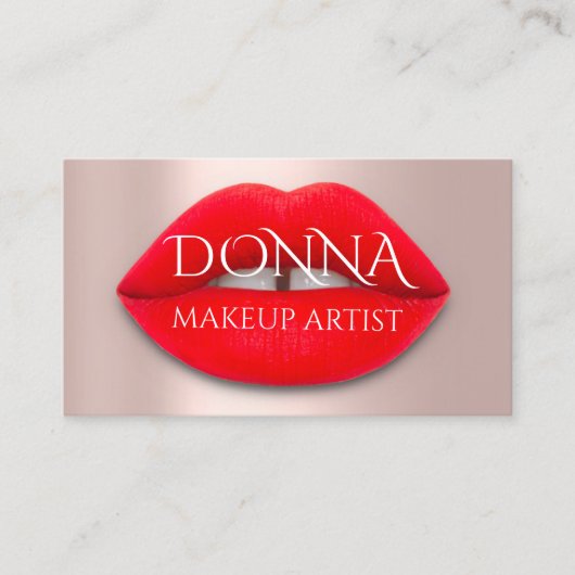 Rote Rose Lippt QR-Code-Logo Makeup Artist Visitenkarte (Vorderseite)