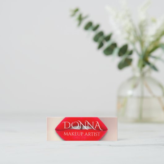 Rote Rose Lippt QR-Logos Makeup Lipstick-Gloss Mini Visitenkarte (Stehend Vorderseite)