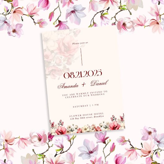 Rote Rose Luxus Ästhetische Hochzeit Einladung