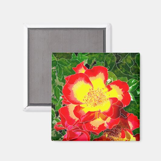 Rote Rose Magnet (Vorderseite/Rückseite)