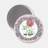 Rote Rose Magnet (Vorderseite/Rückseite)