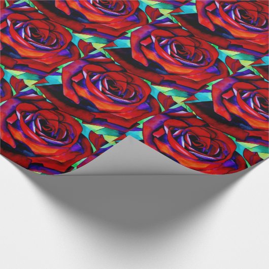 Rote Rose Makro Blume Originalkunst Geschenkpapier (Ecke)