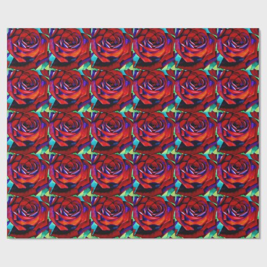 Rote Rose Makro Blume Originalkunst Geschenkpapier (Flach)