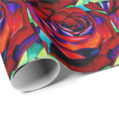 Rote Rose Makro Blume Originalkunst Geschenkpapier (Rolleneckpunkt)