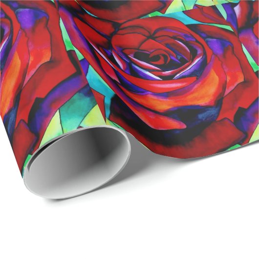 Rote Rose Makro Blume Originalkunst Geschenkpapier (Rolleneckpunkt)