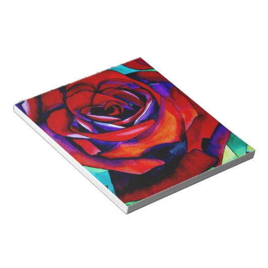 Rote Rose Makro Blume Originalkunst Notizblock (angewinkelt)
