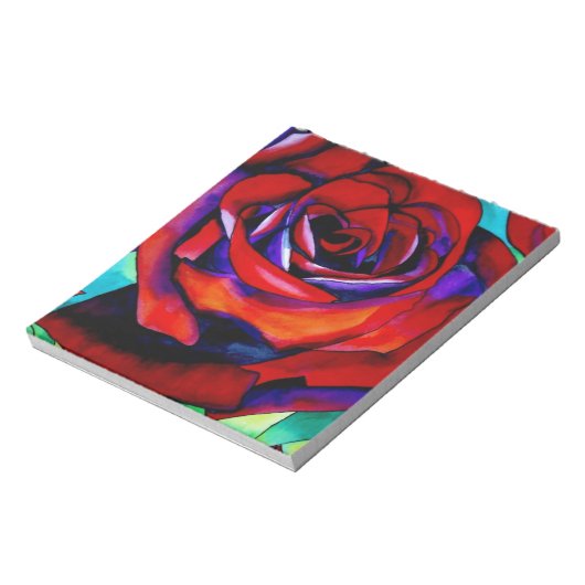 Rote Rose Makro Blume Originalkunst Notizblock (Rotiert)