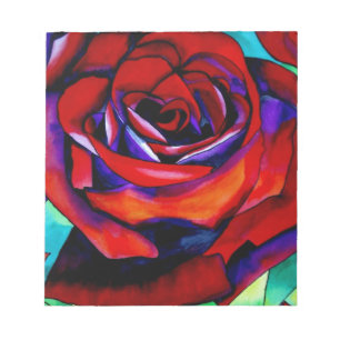 Rote Rose Makro Blume Originalkunst Notizblock