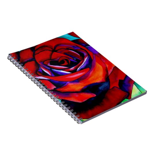 Rote Rose Makro Blume Originalkunst Notizblock (Rechte Seite)