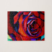 Rote Rose Makro Blume Originalkunst Puzzle (Horizontal)