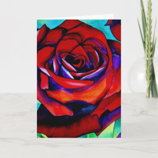 Rote Rose Makro Blume Valentinstag Karte (Vorderseite)