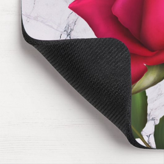 Rote Rose Marble Moderne Glam Blumenkolonie Blume Mousepad (Ecke)