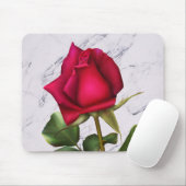 Rote Rose Marble Moderne Glam Blumenkolonie Blume Mousepad (Mit Mouse)