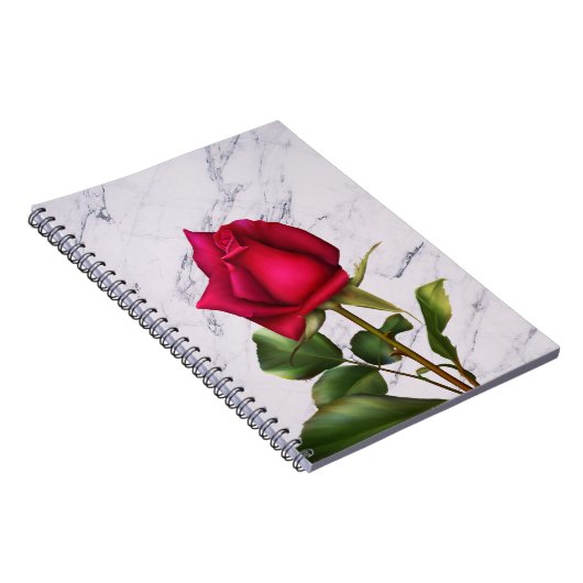 Rote Rose Marble Moderne Glam Blumenkolonie Blume Notizblock (Rechte Seite)