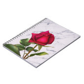 Rote Rose Marble Moderne Glam Blumenkolonie Blume Notizblock (Linke Seite)