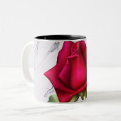 Rote Rose Marble Moderne Glam Blumenkolonie Blume Zweifarbige Tasse (Vorderseite Links)