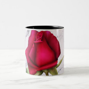 Rote Rose Marble Moderne Glam Blumenkolonie Blume Zweifarbige Tasse