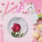 Rote Rose Marble Modernes Glam Brautparty Party Pappteller (Party)
