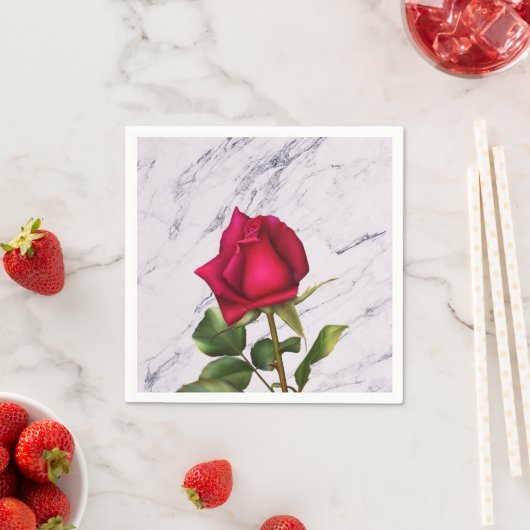 Rote Rose Marble Modernes Glam Brautparty Party Serviette (Beispiel)