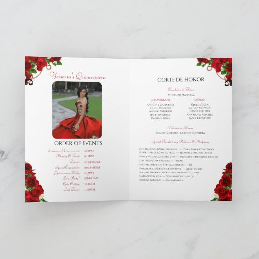 Rote Rose Mariachi Charro Quinceanera Foto Programm (Innenseite)