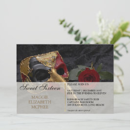 Rote Rose Masquerade Geburtstag Einladung