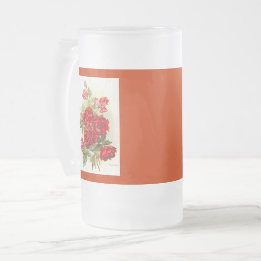 Rote Rose Mattglas Bierglas (Vorderseite Links)