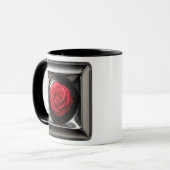 Rote Rose Meta Tasse (Vorderseite Links)