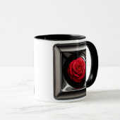 Rote Rose Meta Tasse (VorderseiteRechts)