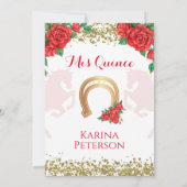 Rote Rose Mexican Charra 15 Quinceanera Einladung (Rückseite)