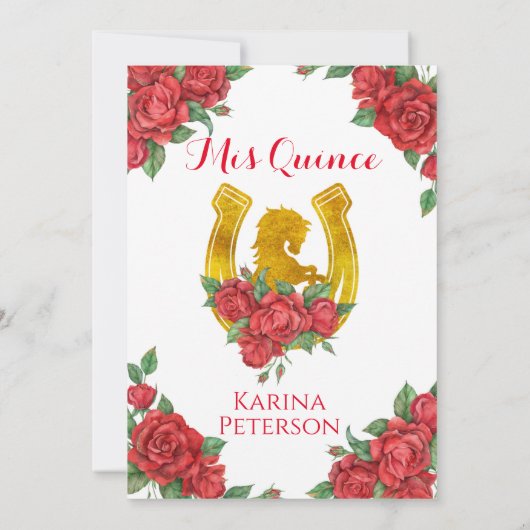 Rote Rose Mexican Charra 15 Quinceanera Einladung (Rückseite)