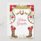Rote Rose Mexican Charra Quinceañera Einladung (Rückseite)