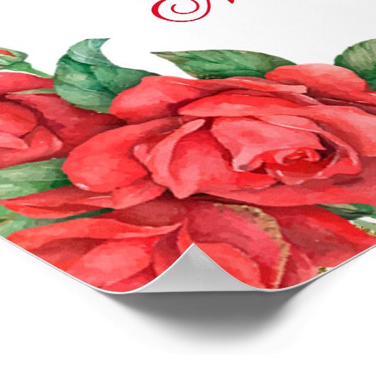 Rote Rose Mexican Mis Quince Begrüßungszeichen Poster (Ecke)