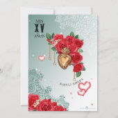 Rote Rose Mexicana Green Lowrider Chola Quinceaner Einladung (Rückseite)