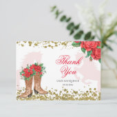 Rote Rose Mexikanischer Mis Quince Danke Karte (Stehend Vorderseite)