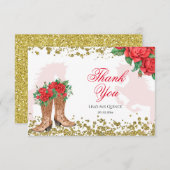 Rote Rose Mexikanischer Mis Quince Danke Karte (Vorne/Hinten)