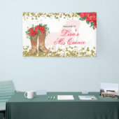 Rote Rose mexikanisches Mis Quince Großes Banner (Messeveranstaltung)