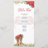 Rote Rose mexikanisches Mis Quince Menü Menükarte (Vorderseite)