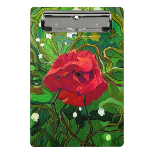 ROTE ROSE  MINI KLEMMBRETT (Vorderseite)