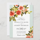 Rote Rose Minze und Weiße Hochzeit Einladung (Vorderseite)