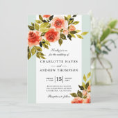 Rote Rose Minze und Weiße Hochzeit Einladung (Stehend Vorderseite)