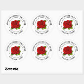 Rote Rose mit benutzerdefiniertem Textsymbol 3" Cl Runder Aufkleber (Blatt)