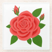 Rote Rose mit Buds Beverage Glass Untersetzer (Vorderseite)
