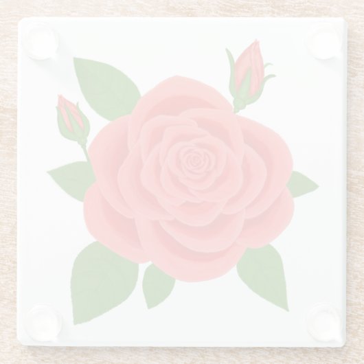 Rote Rose mit Buds Beverage Glass Untersetzer (Rückseite)