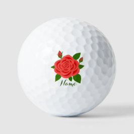 Rote Rose mit Buds & Golf Balls Golfball
