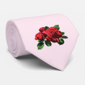 Rote Rose mit Buds und Blätter Krawatte (Gerollt)