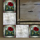 Rote Rose mit dem 2-poligen Weinrand-Look Fliese