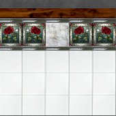 Rote Rose mit dem 2-poligen Weinrand-Look Fliese