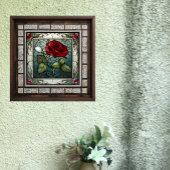 Rote Rose mit dem 2-poligen Weinrand-Look Fliese